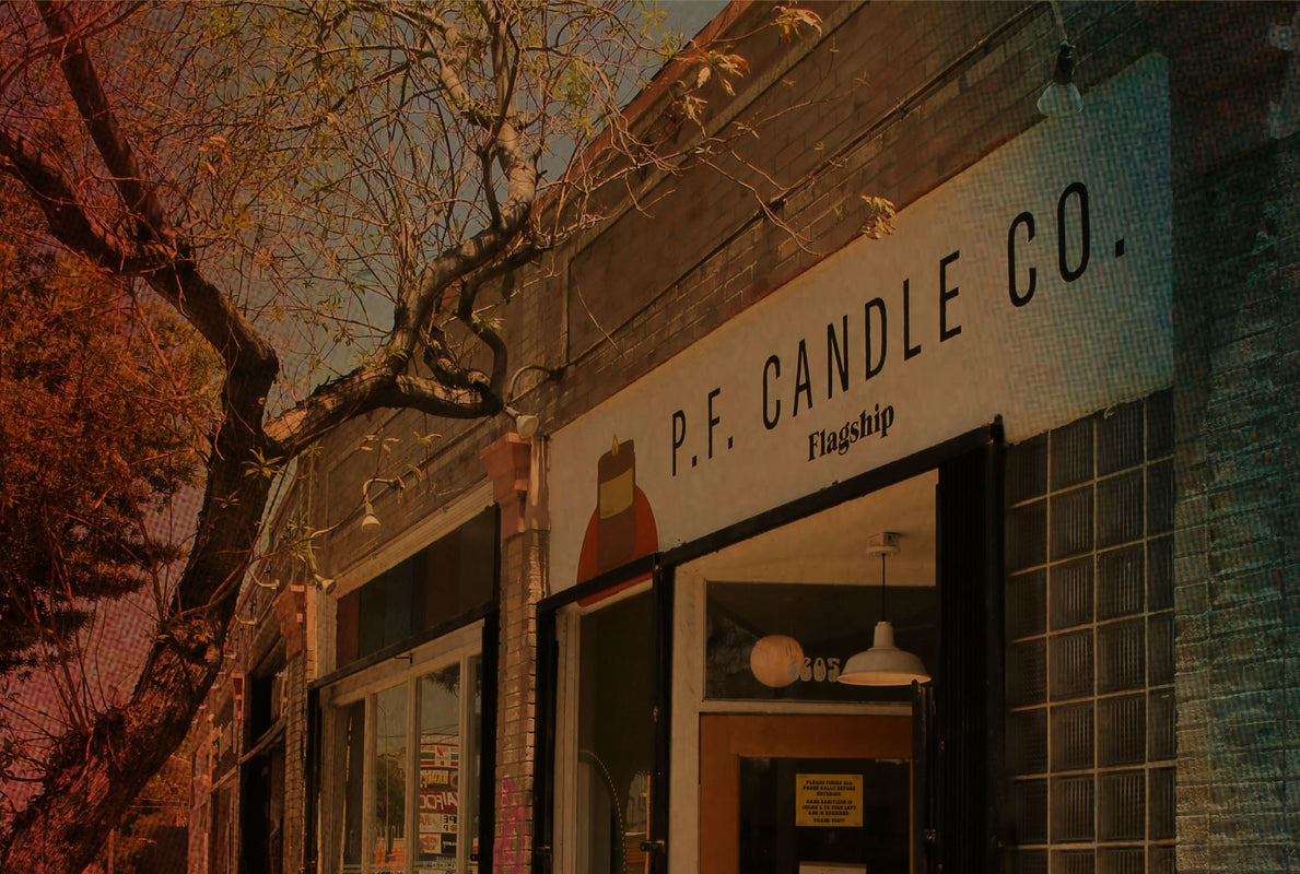 The P.F. Candle Co. Los Angeles - P.F. Over The Years - 2018: P.F. celebrates 10 years with 45 employees as we open our first brick and mortar shop in Echo Park, Los Angeles.
