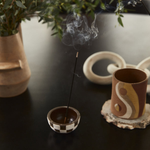 P.F. Candle Co. Piñon Incense Sticks - Lifestyle - Winters in the Southwest, lingering bonfires, wool jackets in rotation. Piñon logs, cedar, and vanilla.