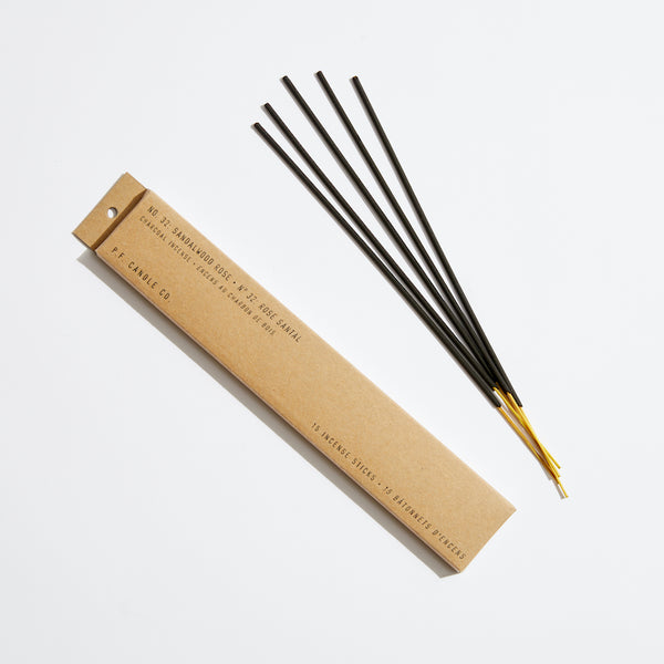 P.F. Candle Co. Sandalwood Rose Incense Sticks - Product - Our charcoal-based Incense is hand-dipped in our studio and packaged in kraft boxes