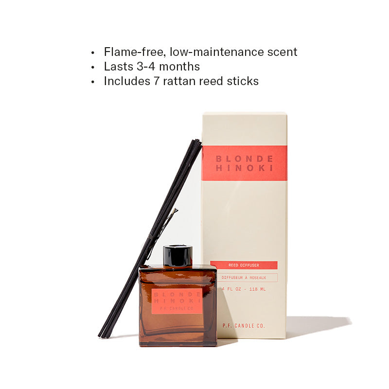 Flame-free, low-maintenance scent, Lasts 3-4 months, Includes 7 rattan reed sticks