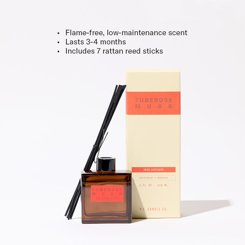 Flame-free, low-maintenance scent, Lasts 3-4 months, Includes 7 rattan reed sticks