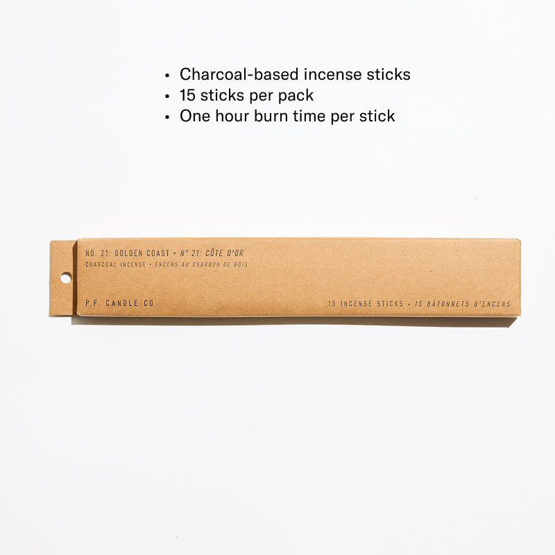 Charcoal-based incense sticks, 15 sticks per pack, One hour burn time per stick