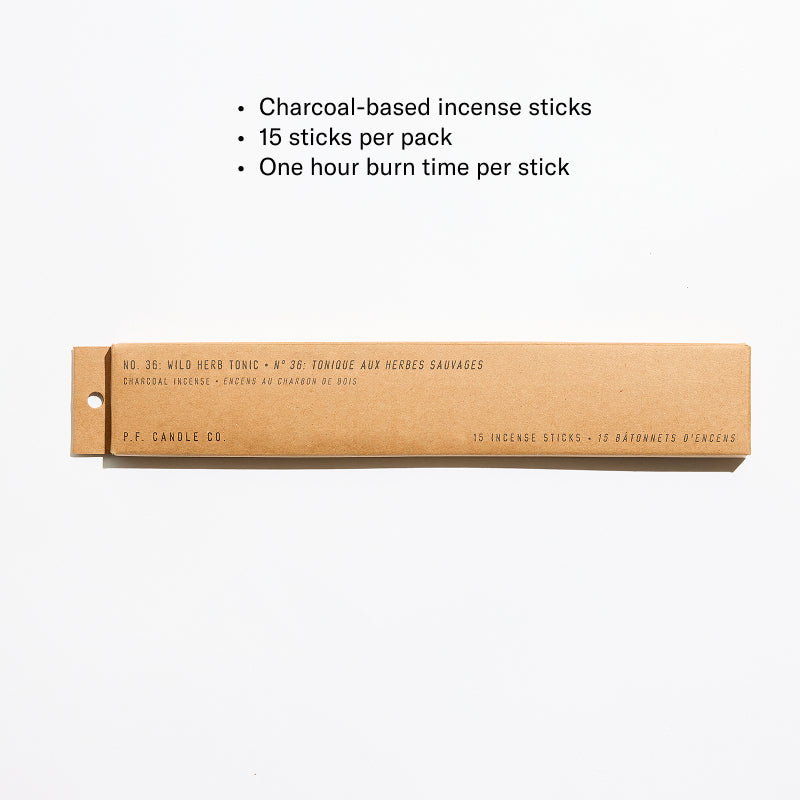 Charcoal-based incense sticks, 15 sticks per pack, One hour burn time per stick