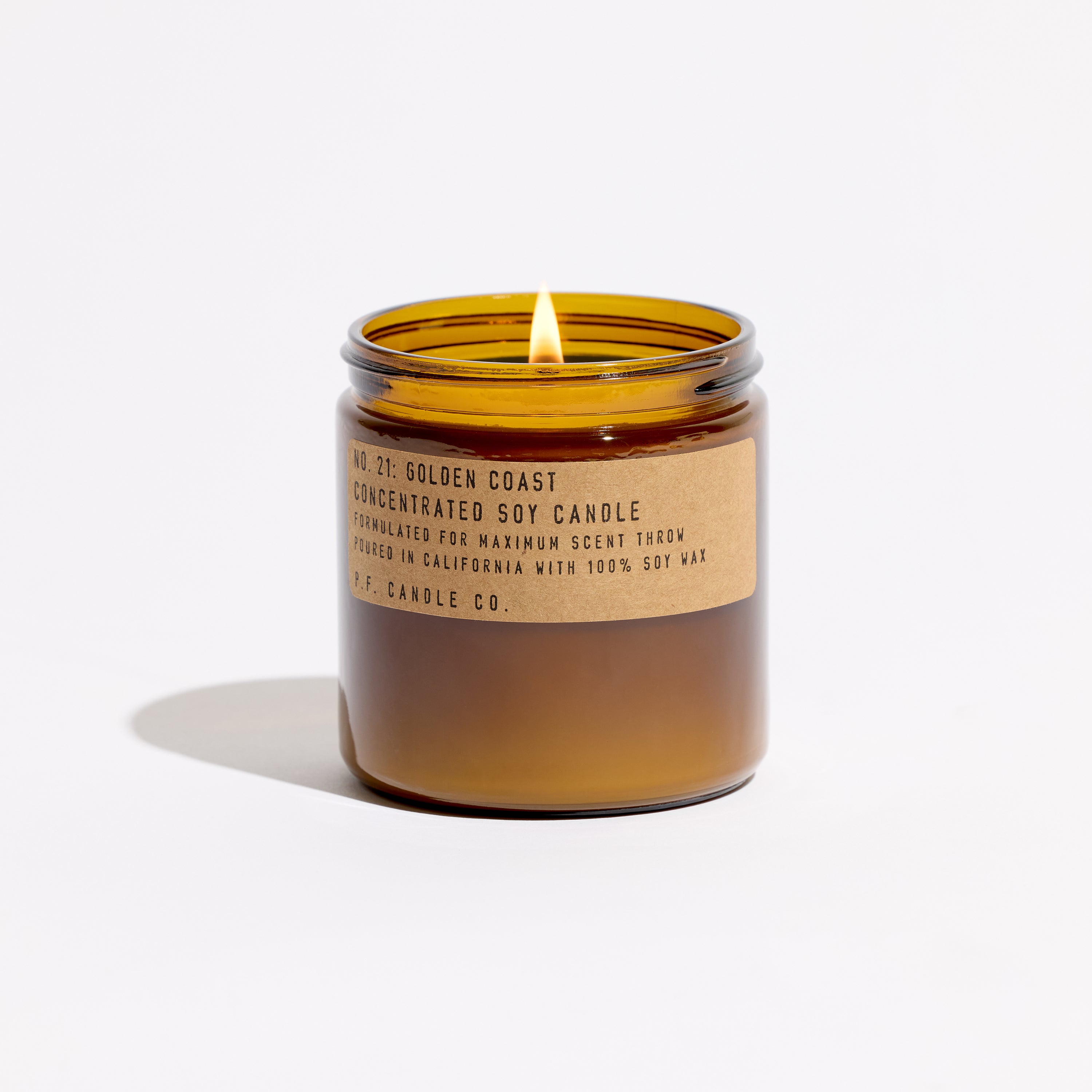 pf candle co no. 21 golden coast concentrated large soy candle front profile ecomm product shot