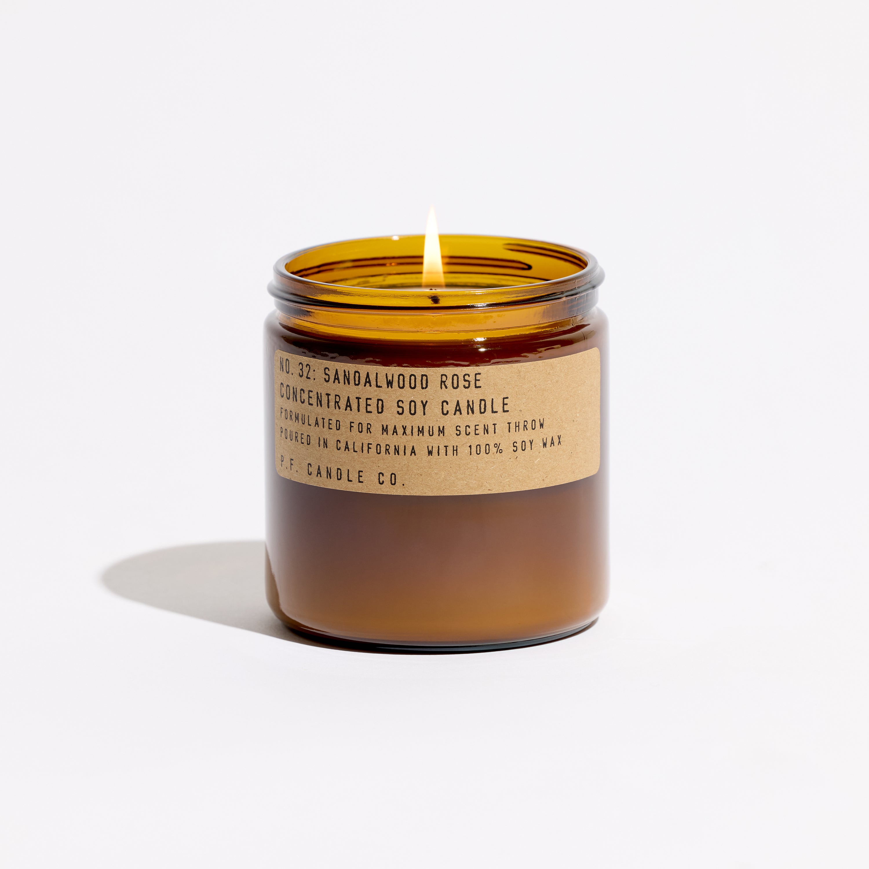 pf candle co no. 32 sandalwood rose concentrated large soy candle front profile ecomm product shot