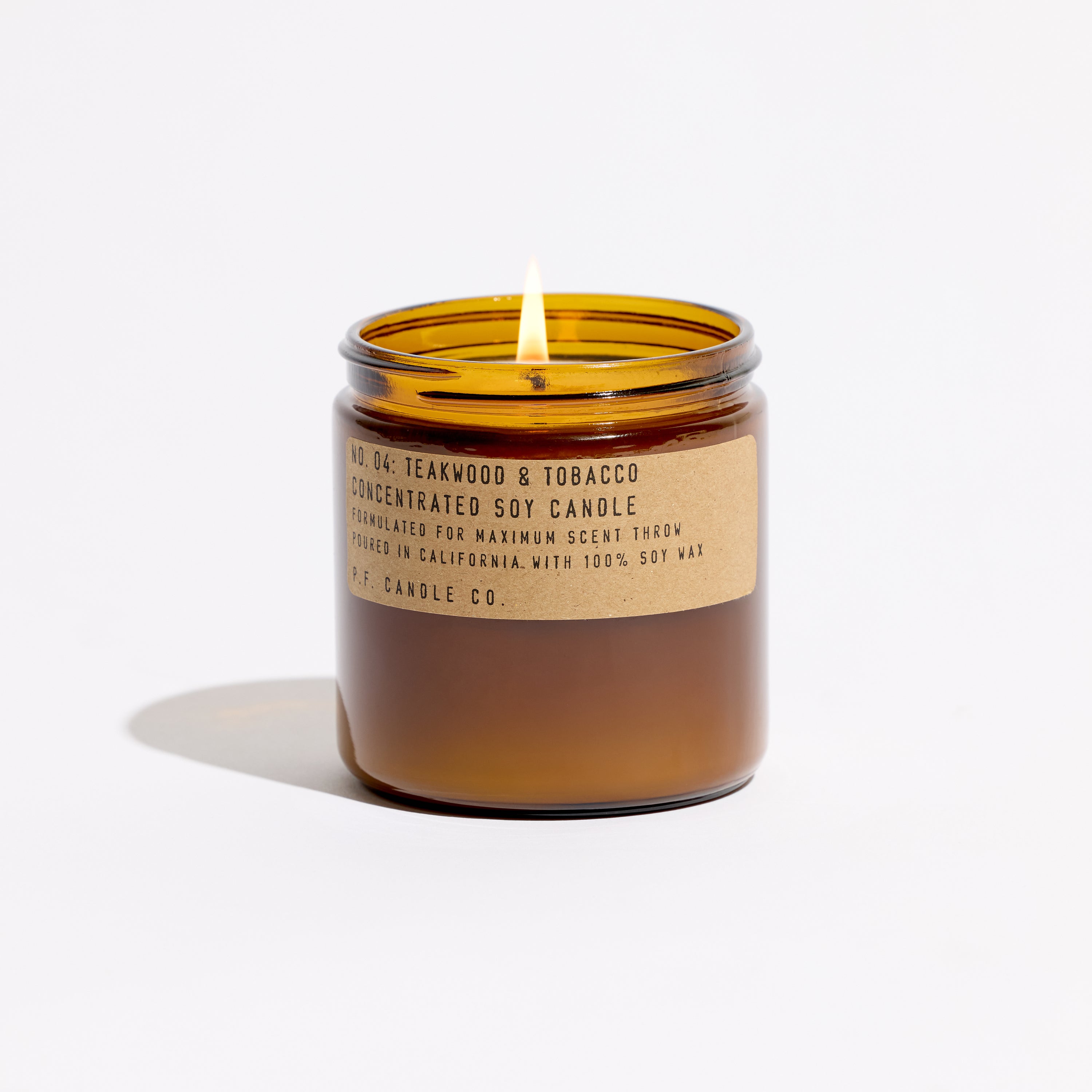 pf candle co no. 04 teakwood & tobacco concentrated large soy candle front profile ecomm product shot