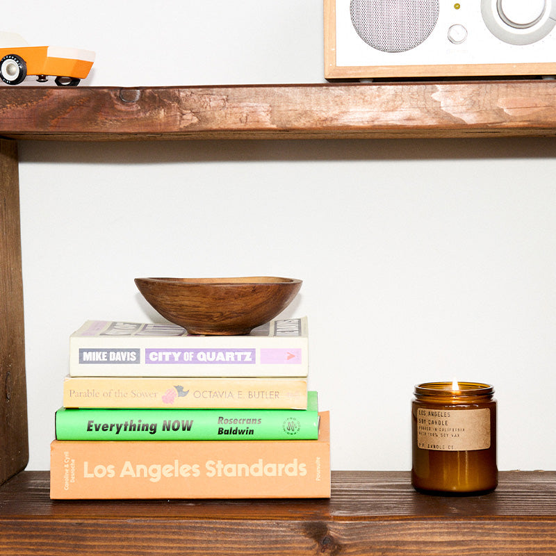 P.F. Candle Co. Los Angeles Standard Soy Candle - Lifestyle - Overgrown bougainvillea, canyon hiking, epic sunsets, city lights. Redwood, lime, jasmine, and yarrow.