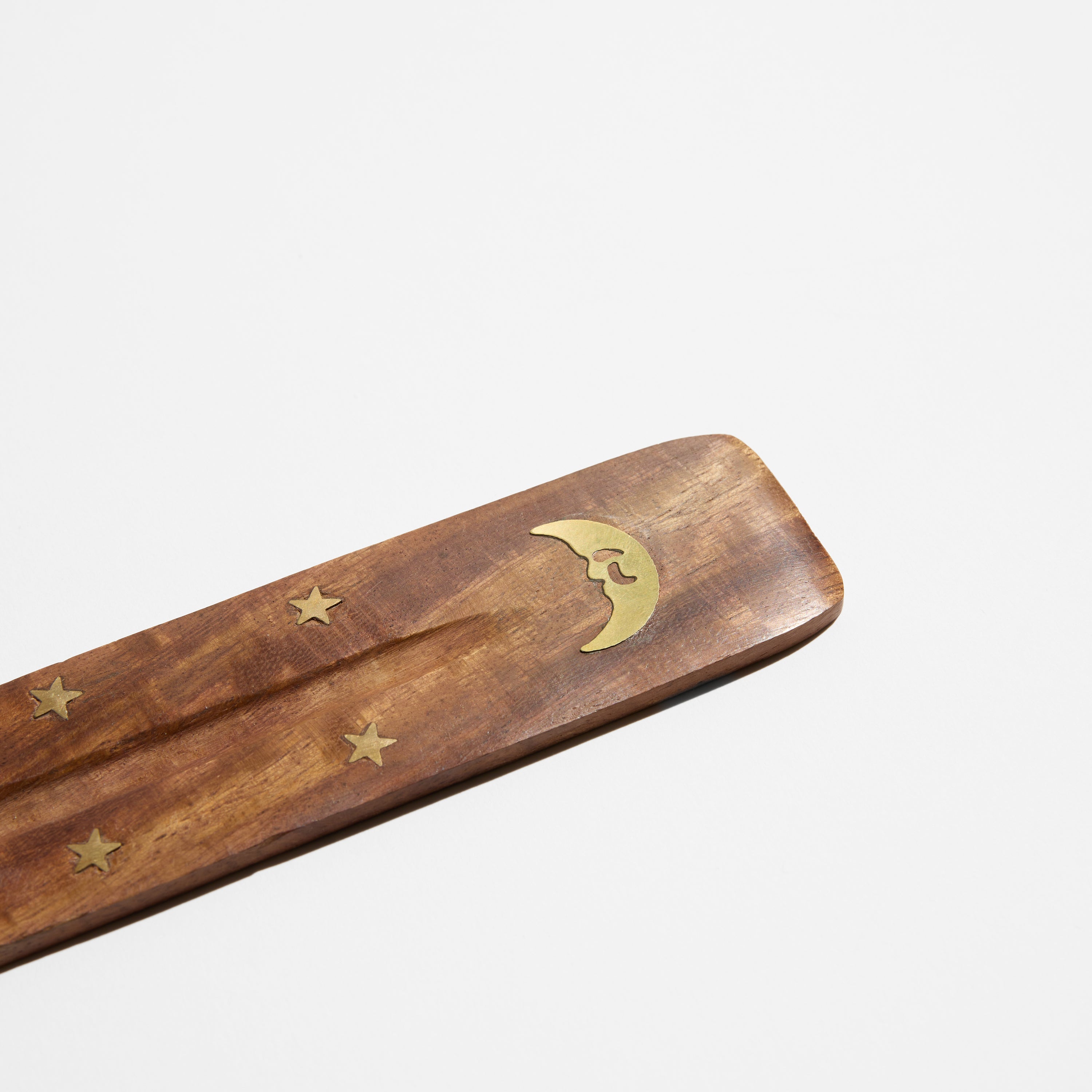 Brass Inlay Wood Incense Holder