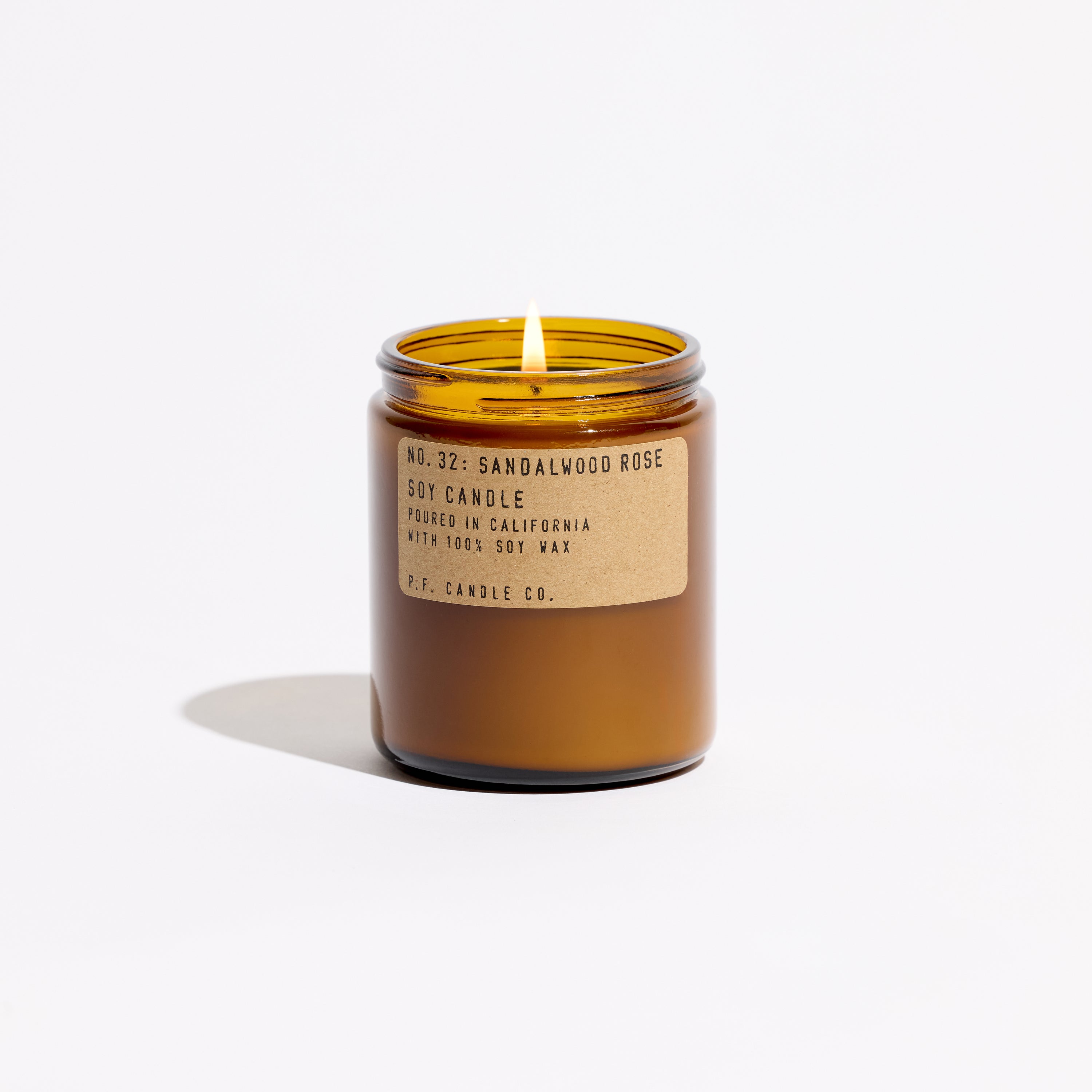 pf candle co no. 32 sandalwood rose standard soy candle front profile ecomm product shot