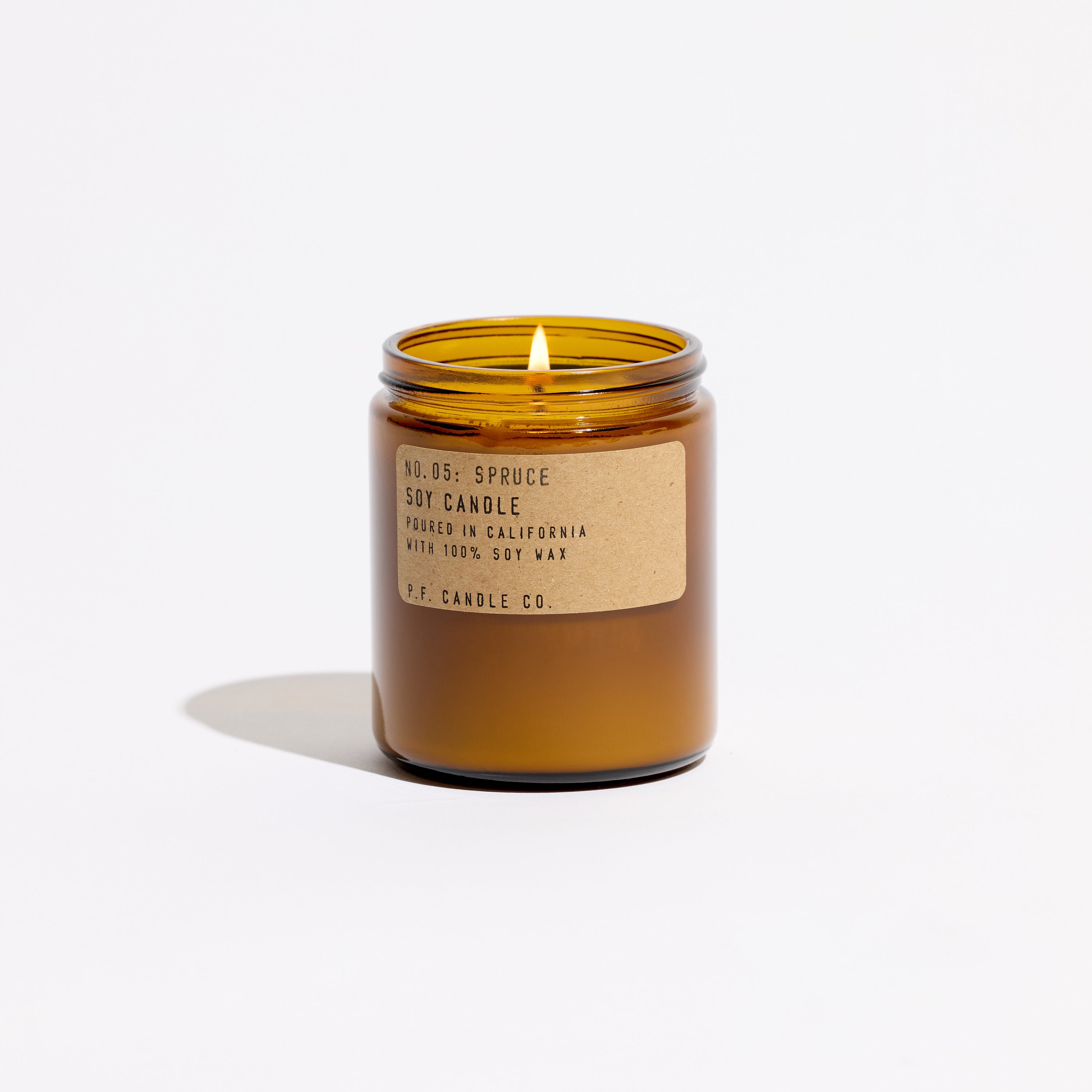 pf candle co no. 5 spruce standard soy candle front profile ecomm product shot
