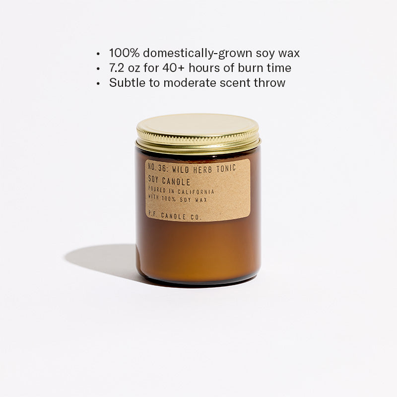 100% domestically-grown soy wax, 12.5 oz for 60+ hours of burn time, subtle to moderate scent throw