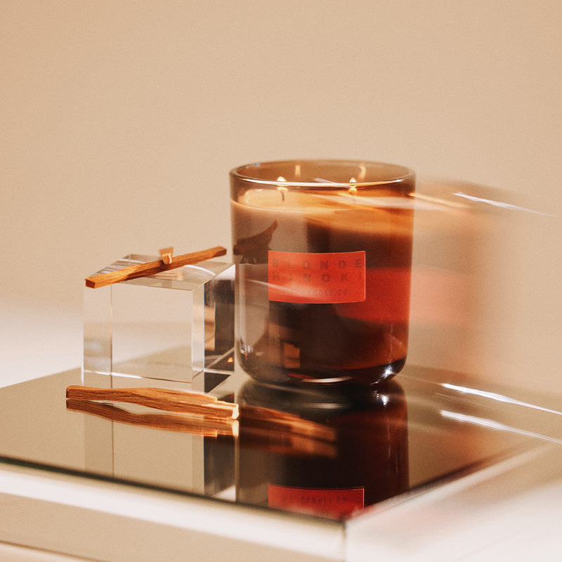 blonde hinoki candle