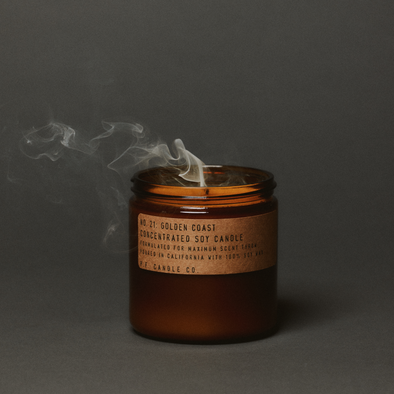 NO. 21: GOLDEN COAST
CONCENTRATED SOY CANDLE FORMULATED FOR MAXIMUM SCENT THROW POURED IN CALIFORNIA WITH 100% SOY WAX