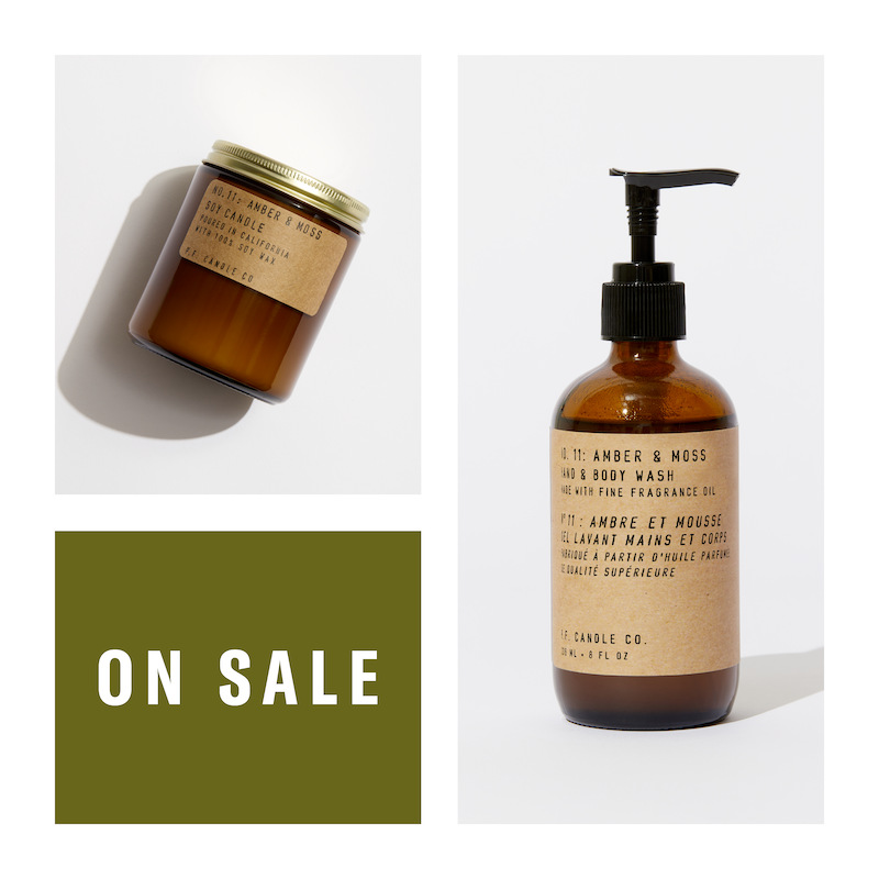 P.F. Candle Co. Los Angeles - Functional Fragrance Bundle - Amber & Moss - So fresh and so clean, this bundle will keep you and your space smelling great. Includes one bottle of Hand & Body Wash + one candle
