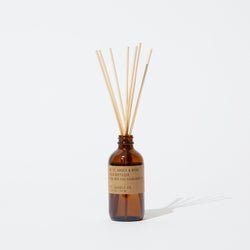 P.F. Candle Co. Los Angeles - Amber & Moss Classic 3.5 fl oz Scented Reed Diffuser - Product - Apothecary-inspired amber glass bottles with our signature kraft label and rattan reeds. Low-maintenance scent throw, all day long - no match necessary.